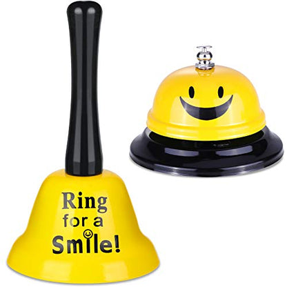 Hotop 2 Pieces Ring Service Call Bell, Yellow Smile Metal Bell