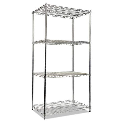 Alera ALESW503624SR Industrial Heavy Duty Wire Shelving Starter Kit, 4-Shelf, 36w x 24d x 72h, Silver - color: Silver, size: 36w x 24d x 72h