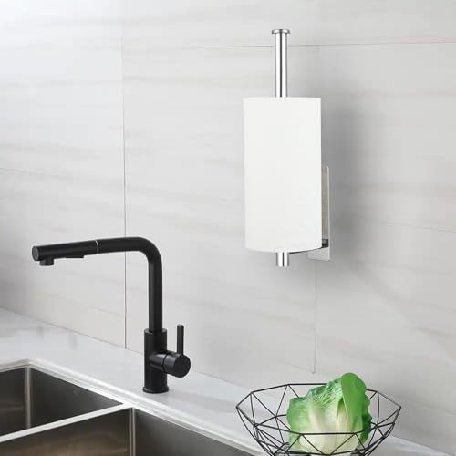 Paper Towel Holder - Eolax Under Cabinet Paper Towel Bar for Kitchen, Wall Mount Self Adhesive or Drilling Paper Towel Rack, 304 Stainless Steel (Chrome) - color: Chrome