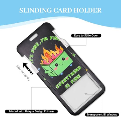 Hancynir Dumpster on Fire Lanyards for Id Badges with Retractable Reel Clip - color: Dumpster on Fire Green