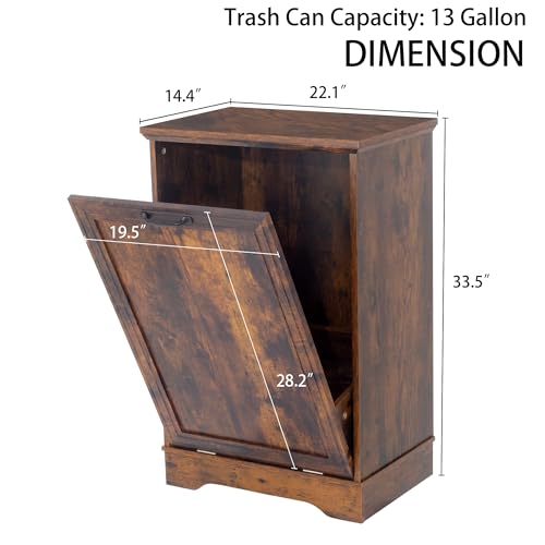 13 Gallons Tilt Out Trash Cabinet, Rustic Brown - color: Rustic Brown