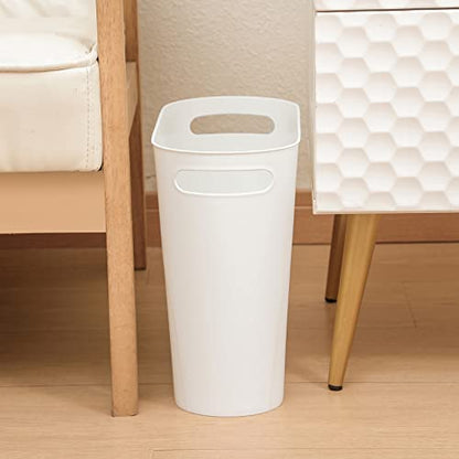 Small Bathroom Trash Can, 3.5 Gallon Slim Garbage Can, 2 Pack White - color: White, size: 2 pack