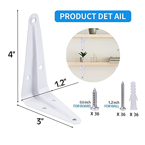 12 Pack Shelf Brackets White Heavy Duty L Brackets Metal Floating Shelf Brackets Hardware Brace Brackets Wall Mount Angle Corner Support for Christmas Shelves Hanging Floating Shelves Brack Wood