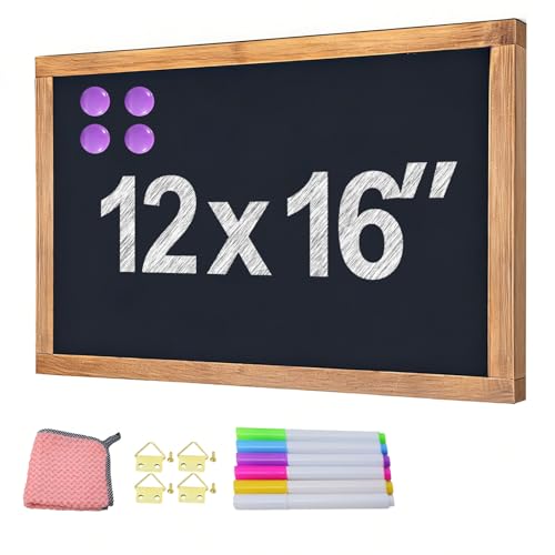 newnewshow 12"x16" Magnetic Chalkboard with Rustic Wood Frame for Wall-Mounted - Multi-Purpose Hanging Sign for Menu, Memo & Doodle - size: 16"W x 12"H