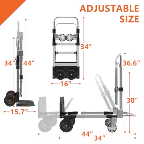 3-in-1 Folding Hand Truck, 500 lb Heavy Duty Steel Dolly - color: Silver