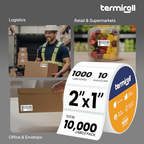 2x1 Direct Thermal Labels, 10 Rolls (10,000) Barcode FNSKU - size: 2x1 - 10 Rolls | 10000 Labels