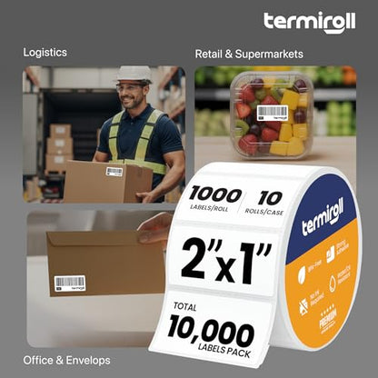 2x1 Direct Thermal Labels, 10 Rolls (10,000) Barcode FNSKU - size: 2x1 - 10 Rolls | 10000 Labels