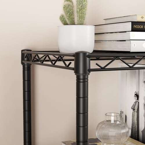 SINGAYE 4 Shelves Storage Shelf Wire Shelving Unit Metal Adjustable Wheels - color: Black, size: 4Tier/11.5"D X 17.5"W X 45"H