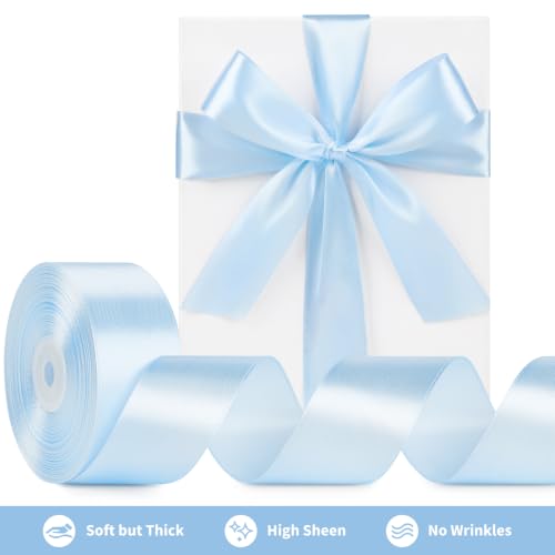Mauproy Light Blue Satin Ribbon,1-1/2 Inch, 50 Yards - color: Light Blue