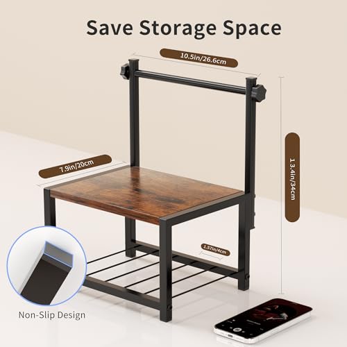 Label Holder for Rolls and Fan-Fold Labels, Sturdy Thermal Sticker Holder for Desktop Thermal Printer, Shipping Label Sticker Dispenser for Home, Office, and Small Businesses - color: Rustic Brown