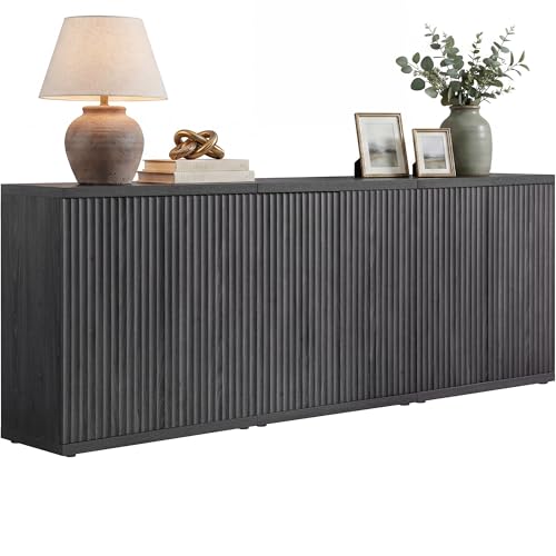 SICOTAS Buffet Cabinet with Storage Sideboard Cabinet with Doors & Shelves - color: Dark Grey Alder, size: 3 Pieces