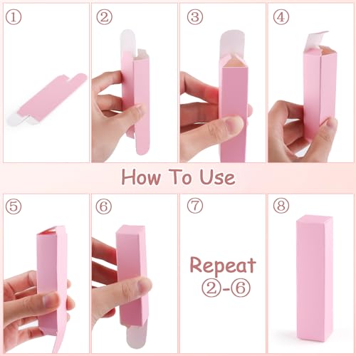 100 Pack 0.78 * 0.78 * 3.34 inch Kraft Paper Lipstick Box Rectangle Lip Balm Kraft Boxes Essence Oil Bottle Packaging Organzier for Makeup Sample Tube Storage DIY Gifts - Pink - color: Pink