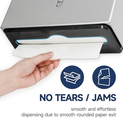 AIKE 200-Sheet Multifold Paper Towel Dispenser,No-Drill Wall Mount,Silver - color: Silver