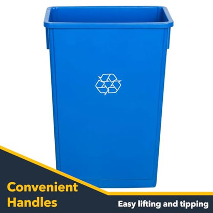 Slim Recycle Container with Lid, Heavy-Duty 23 Gallon Trash Can, Commercial Recycle Bin, Durable Plastic Waste Bin, Garbage Can for Restaurant, Garages, Kitchens, Office, Blue - color: Blue, size: 23 Gallon with Lid