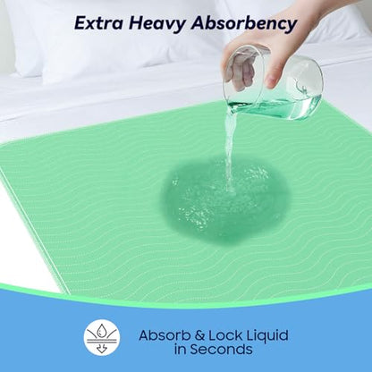 Fygrip 6 Pack 24” x 24” Extra Heavy Absorbency Washable Underpads Bed Pads - size: 6 Pack - 24" x 24"
