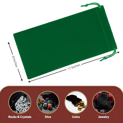 Mandala Crafts 8x17 Emerald Green Velvet Drawstring Shoe Dusting Bags - color: Emerald Green 8X17 Inches, size: 1 Count (Pack of 10)