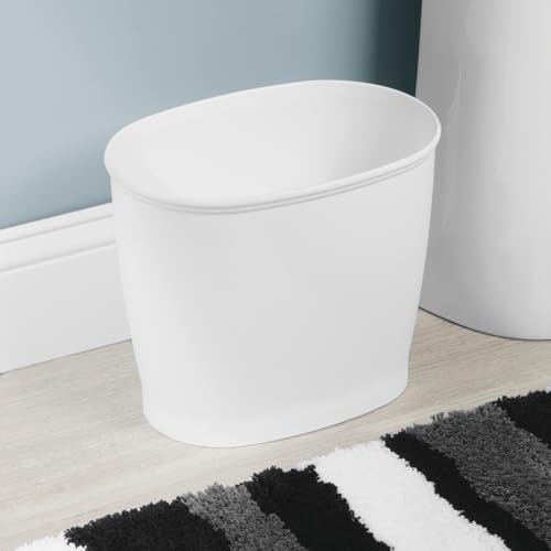 iDesign Slim Plastic Bathroom Trash Can, White - color: White, style: Pack of 1