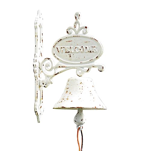 Sungmor Rustic White Cast Iron Dinner Bell Wall Hanging Welcome Doorbell - color: Shape E - White