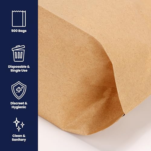 Hospeco KL Waxed Kraft Receptacle Liner Bags, 500 Count - Moisture-Resistant Feminine Hygiene Waste Bags, Fits Sanitary Disposal Units, 7.5 x 10.5 x 3 in - size: 1 Count (Pack of 500)