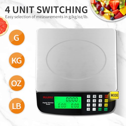 Large Digital Kitchen Scale Black 30kg/66lb Commercial Food Scale Stainless Steel with LCD Display Price Computing Scale for Restaurant Baking Bread Meat Prep Counting Scale for Parts and Coins - color: BLACK 30KG