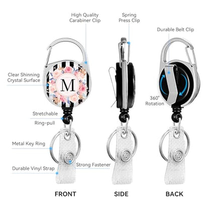2 Pack A-Z Letter ID Badge Holder with Clip Badge Reels - color: 2pack-m