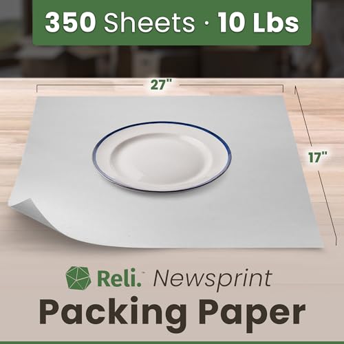 Reli. Newsprint Packing Paper 10 lbs | 350 Sheets | 27" x 17" | Made in USA