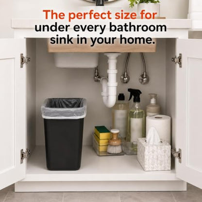 3.5 Gallon Black Wastebasket Under Desk Plastic Trash Can | 2 PACK - size: 3.5 Gallon