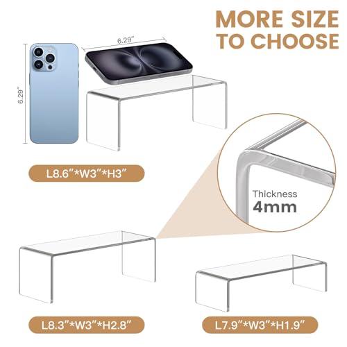 6 Pack Clear Acrylic Display Risers, Tiered Stands for Collectibles, Figures, Perfume, Retail Countertops and Shelves - color: Clear, size: 6PCS
