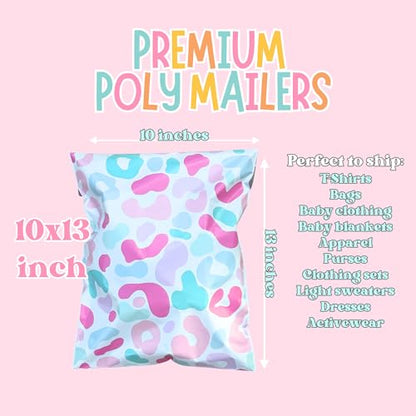 10x13 Designer Poly Mailer 100 Pack Heavy Duty Polymailers Waterproof Self Seal Shipping Bags Packaging for Small Business Large Mailing Envelopes Bulk Tear Resistant Packaging Chic Leopard - color: Chic Leopard, size: 10x13
