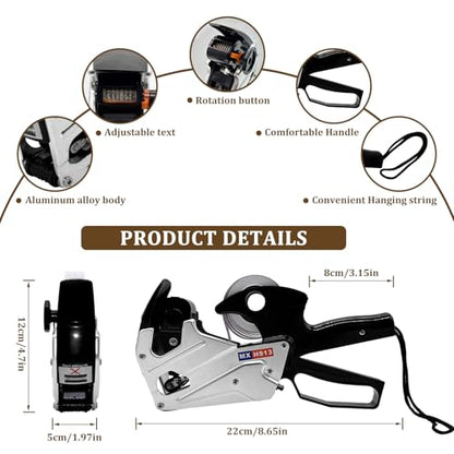 H813 Price Gun, Price Labels Gun with 4000 Labels, 1 Wheels, Price Sticker Gun kit for Office, Retail Shop, Grocery Store