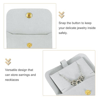 uxcell 5 Pcs Microfiber Jewelry Pouches with Insert Pad, 8 x 8cm Snap Button Jewelry Velvet Gift Bags Organizer for Rings Necklace Bracelet, Grey - color: Grey