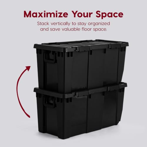 IRIS USA 2-Pack 32 Gal Heavy Duty Rolling Storage Totes with lids, Black - color: Black, size: 32 Gal - 2 Pack