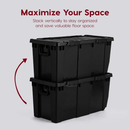 IRIS USA 2-Pack 32 Gal Heavy Duty Rolling Storage Totes with lids, Black - color: Black, size: 32 Gal - 2 Pack