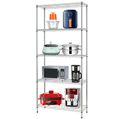 FDW | 5-Tier Wire Shelf | 24" x 14" x 60" | Chrome - color: Chrome, size: 24×14×60