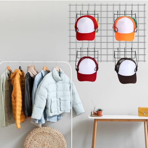 Yaocom 4 Pcs Gridwall Hat Display Rack, Metal Wire Retail Display Shelves
