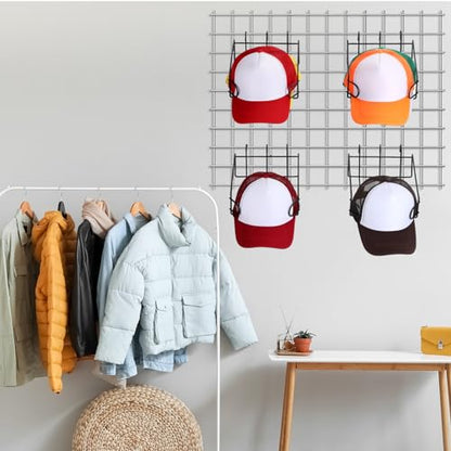 Yaocom 4 Pcs Gridwall Hat Display Rack, Metal Wire Retail Display Shelves