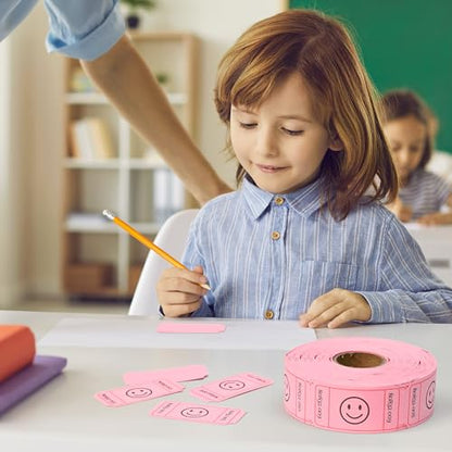 LLIKED 500 Raffle Tickets 1x2inch Smile Pink Single Roll for Events - color: Pink, size: 1"x2"