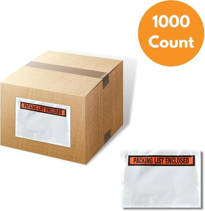 PSBM 1000 PCS 4.5 x 5.5 Inch Orange Panel Face Packing List Enclosed Envelopes, Invoice Packing Slips Pouch for Mailing Labels, Invoices, Documents and Slips - size: 4.5 Inch x 5.5 Inch Orange / Back Side Load