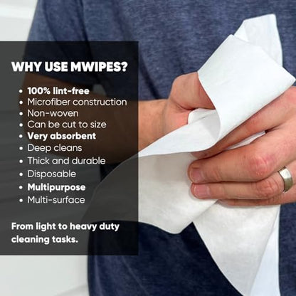 Mwipes Lint Free Cloth - 16" x 16" 50 Pack, Highly Absorbent Disposable Microfiber Cleaning Cloths for Industrial, Staining, Cast Iron, Woodworking, Personal Care, Optical, Electronics - style: 16x16 – Pack of 50