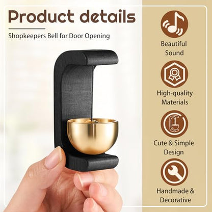Zonon 4 Pcs Magnetic Wooden Doorbell Chime, Black - color: Black