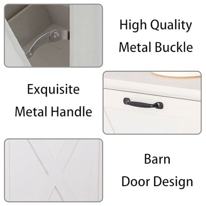 13 Gallons Tilt Out Trash Can Cabinet, Antique White - color: White