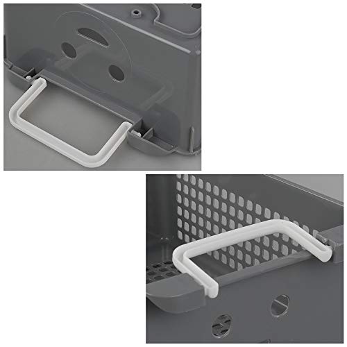 Stackable Plastic Storage Baskets with Handles, Set of 4(White, Grey) - size: stacking baskets