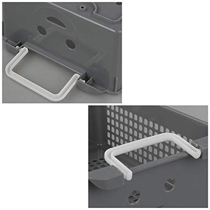 Stackable Plastic Storage Baskets with Handles, Set of 4(White, Grey) - size: stacking baskets