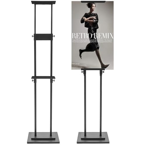 2 Pack Adjustable Poster Stand Holder Floor Standing Display Sign Holder Pedestal Poster Board Stand Height up to 77" Heavy Duty Poster Banner Advertisement Display for Business, Black - size: 2 Pack