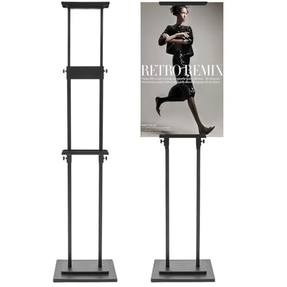 2 Pack Adjustable Poster Stand Holder Floor Standing Display Sign Holder Pedestal Poster Board Stand Height up to 77" Heavy Duty Poster Banner Advertisement Display for Business, Black - size: 2 Pack