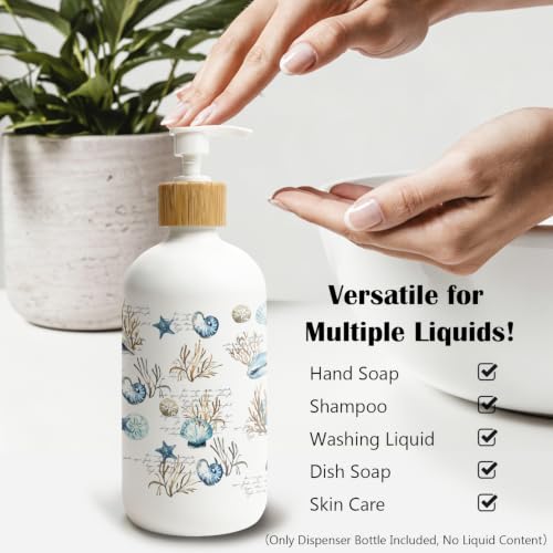 Retro Beach Ocean Glass Soap Dispenser with Pump - color: Seashell 03
