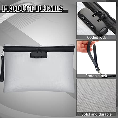 Nezyo 2 Pcs Fireproof Document Bag with Lock, Waterproof Money Pouch,Grey - color: Grey