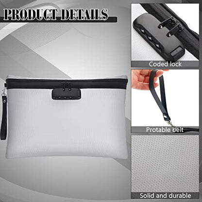 Nezyo 2 Pcs Fireproof Document Bag with Lock, Waterproof Money Pouch,Grey - color: Grey