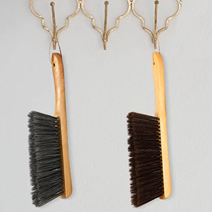 Patelai 2 Pcs Wooden Bench Brushes Fireplace Brush, Gray, Brown - color: Gray, Brown