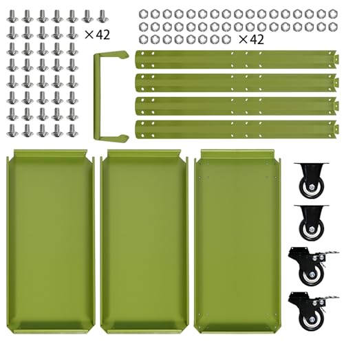 3 Tier Metal Utility Rolling Cart with Wheels, Green - color: Green